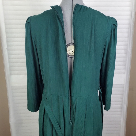 Vtg green patchwork rayon long sleeve maxi dress 8 - Picture 7 of 10